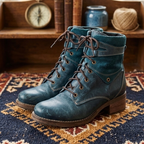 Dromedaris Shoes - Dromedaris Kara Suede Leather womens  Olive Ankle Boot Size 7